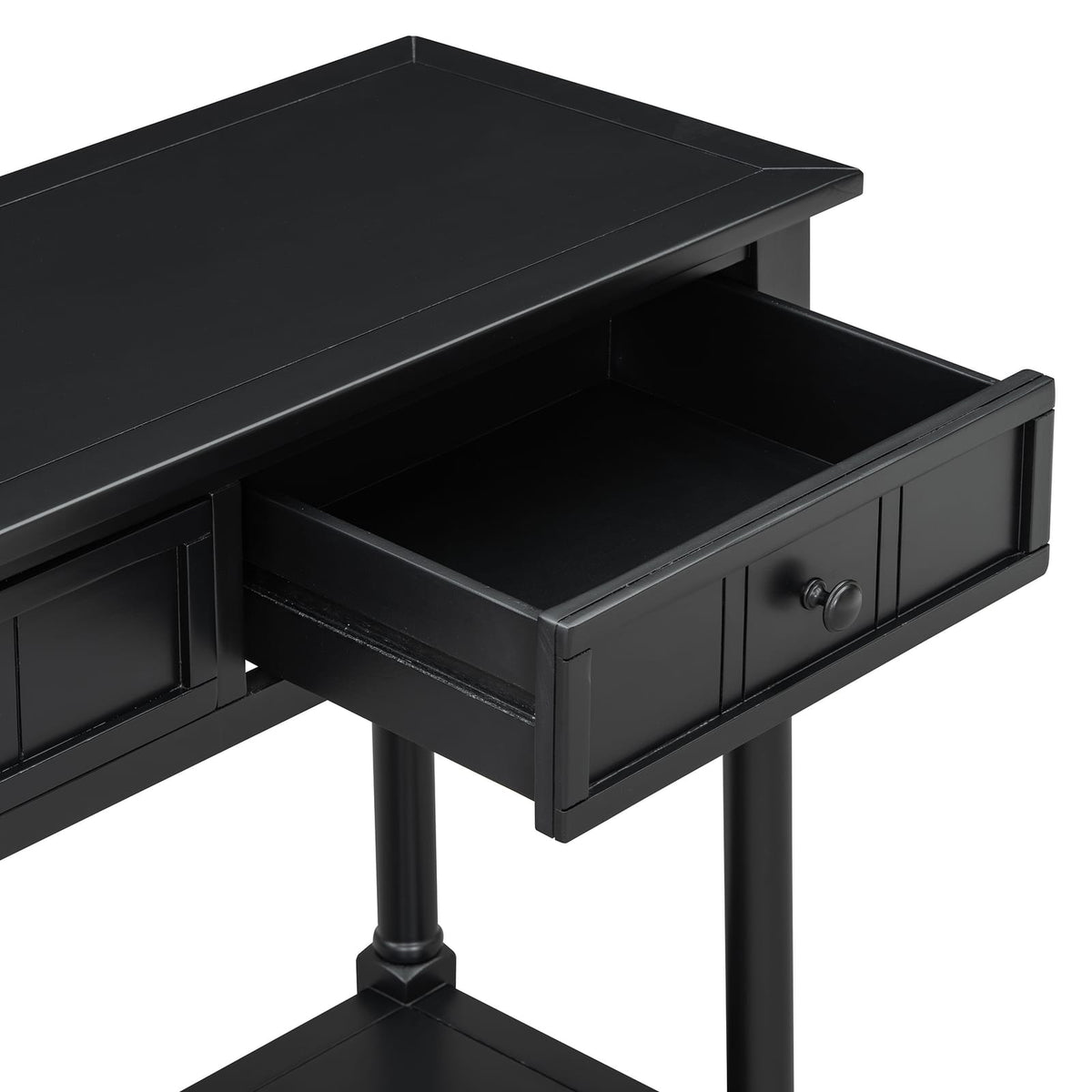 Black Solid Wood Console Table - 35.5" Entryway Table