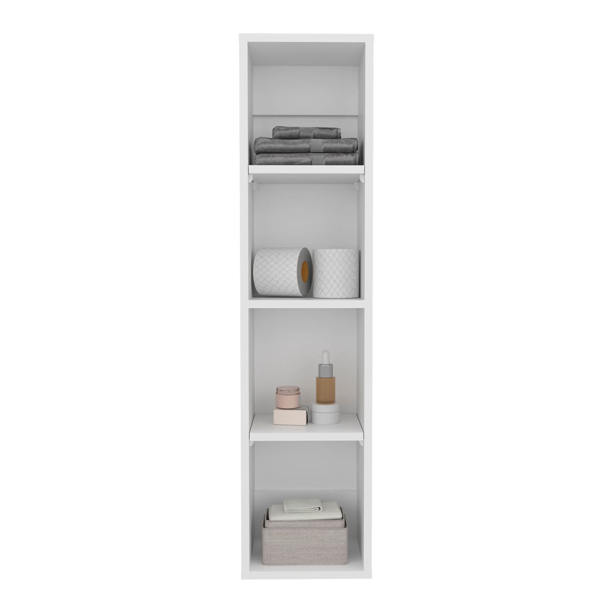 Modern Wall Mounted Bathroom Cabinet with 4 Shelves in White