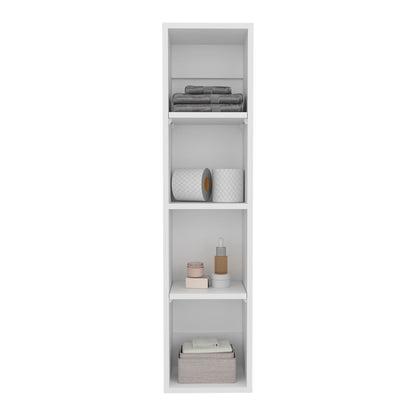 Modern Wall Mounted Bathroom Cabinet with 4 Shelves in White