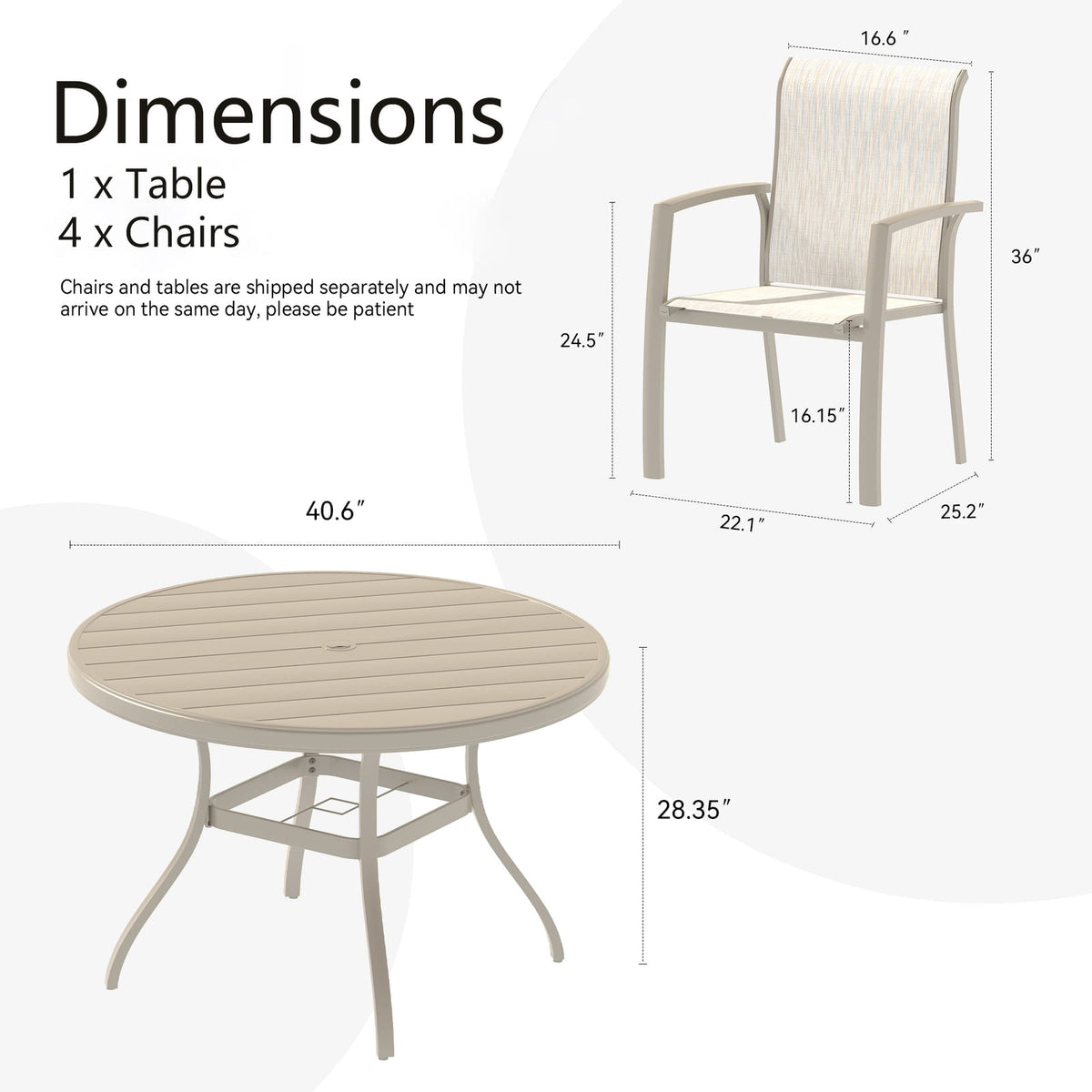 4-Person Sandstone Patio Dining Set Outdoor Table & Chairs