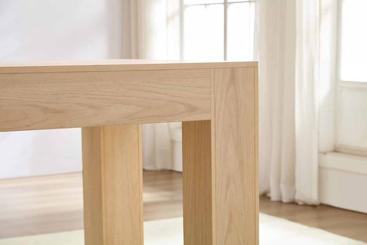 4-6 Person Farmhouse Dining Table - Wood MDF Tabletop