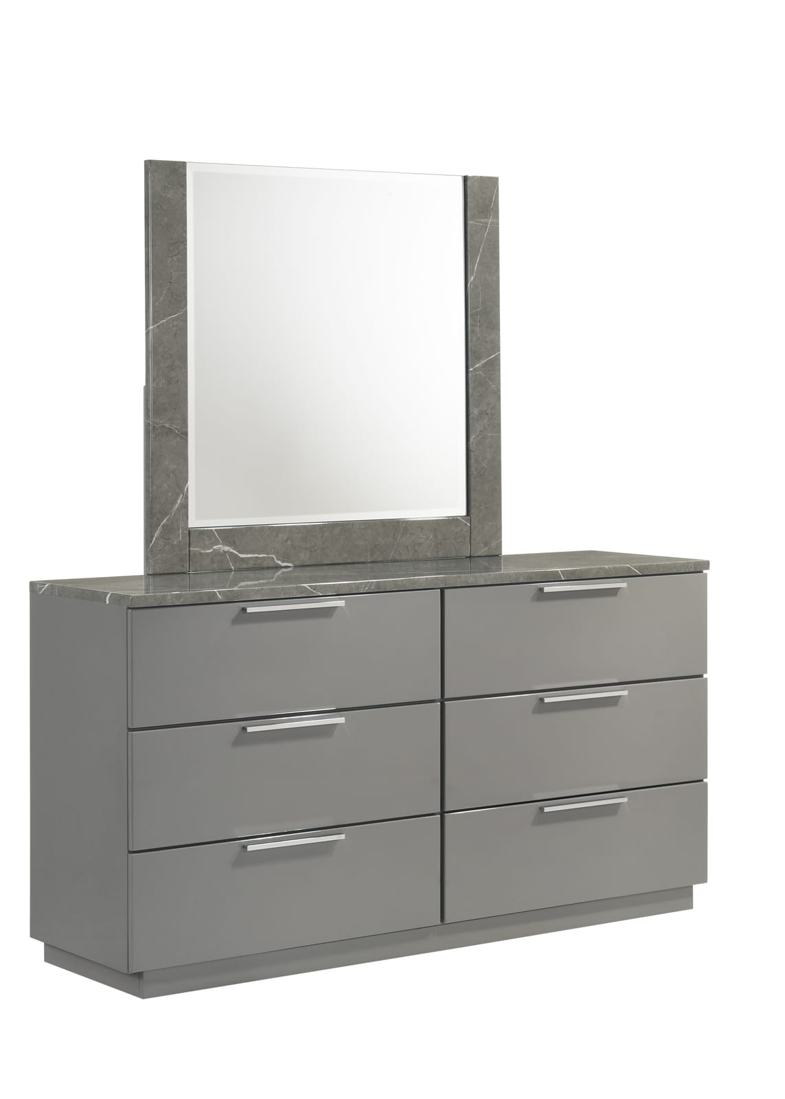Elara Dresser Gray Wood & MDF, 6 Drawers - Bedroom Storage