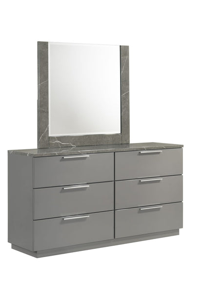 Elara Dresser Gray Wood & MDF, 6 Drawers - Bedroom Storage