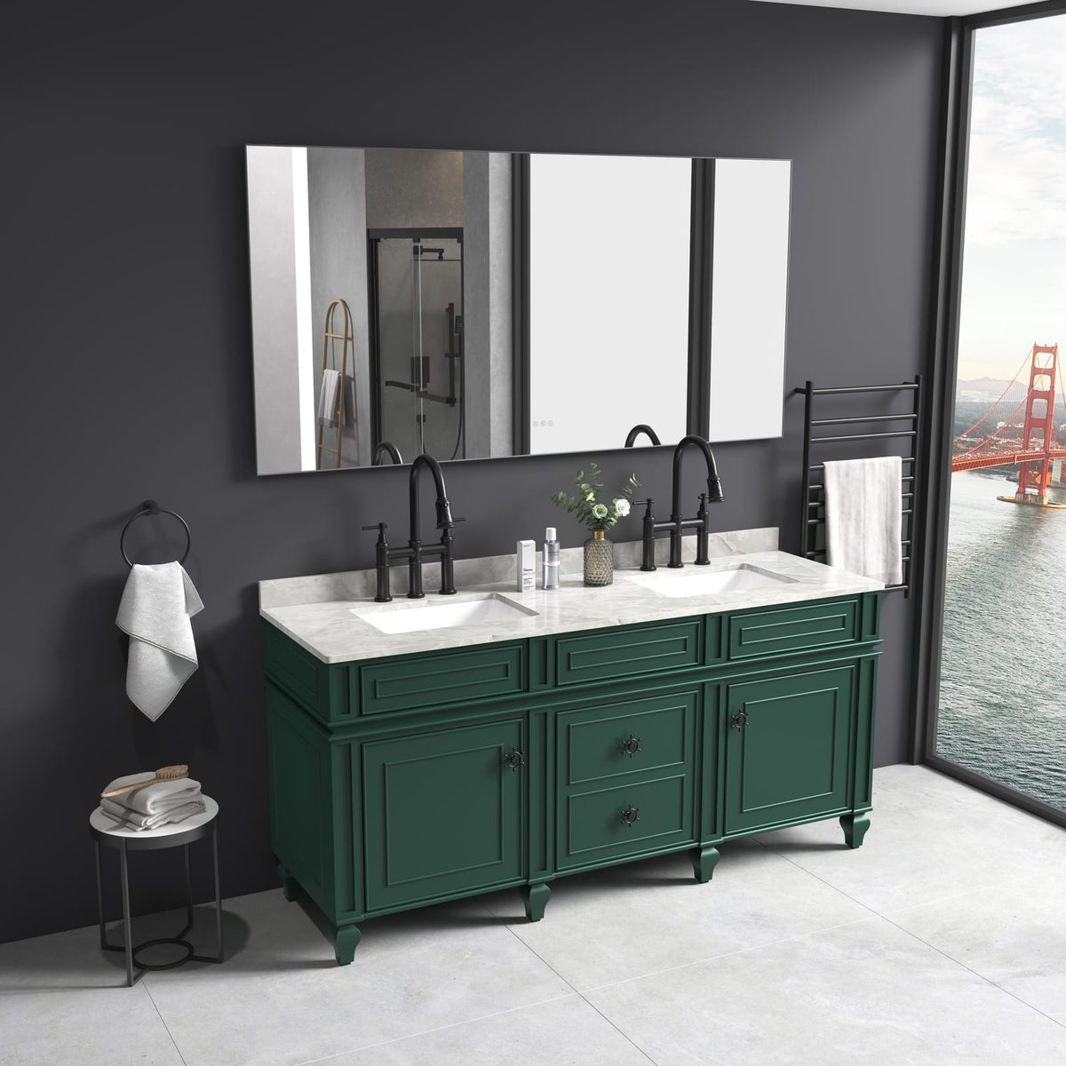 Gunmetal Aluminium LED Vanity Mirror with Lights for Bathroom