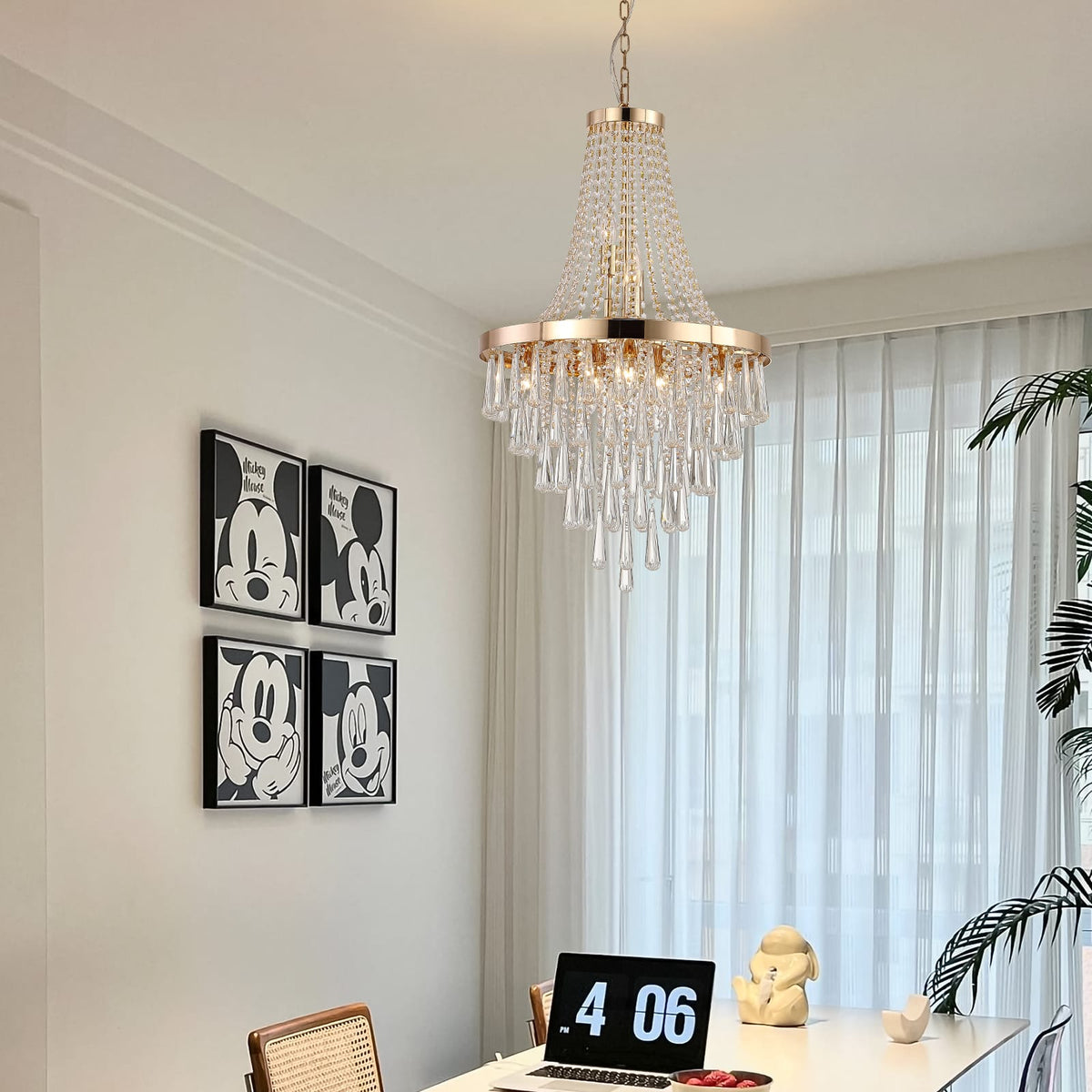 Gold Crystal Chandelier - 11 Lights - Living Room Lighting