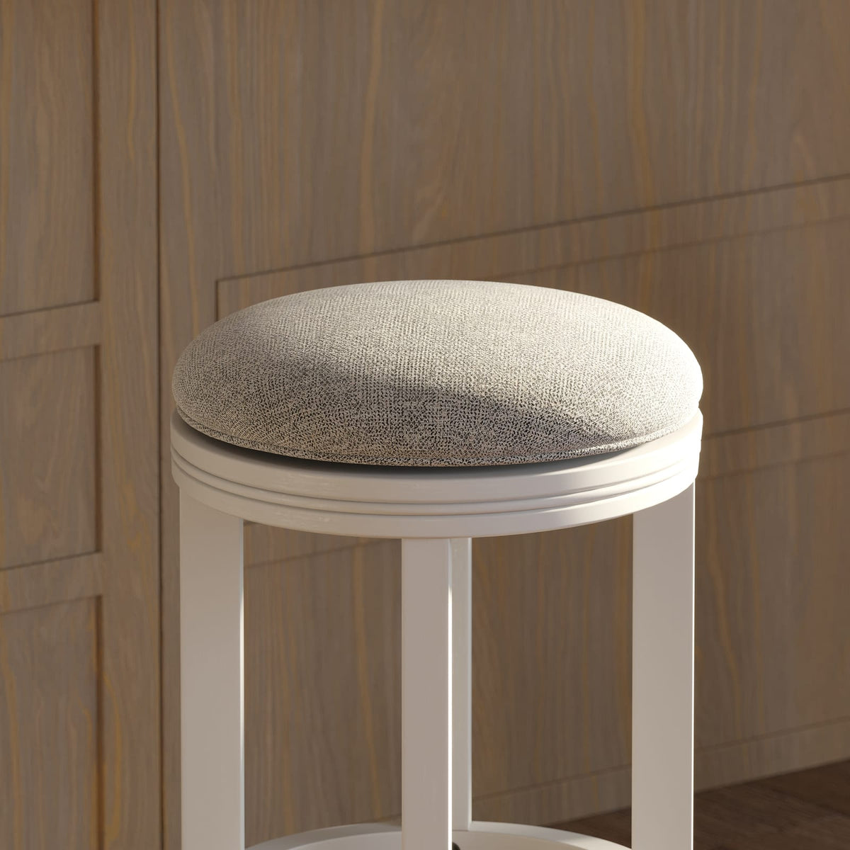 White Counter Height Barstool - Comfortable Swivel Seat