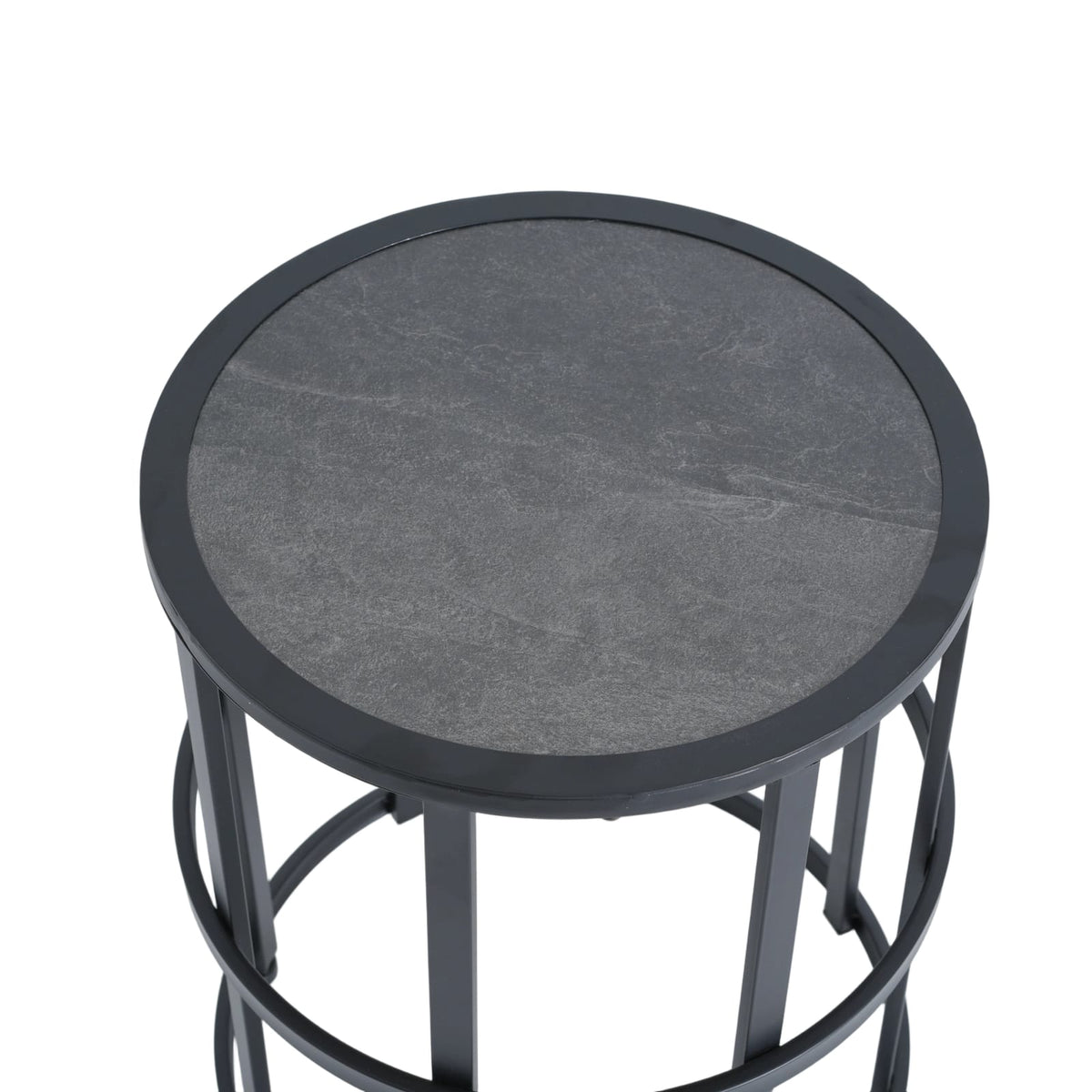 Black Ceramic Tile Side Table - Outdoor Patio Accent