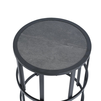 Black Ceramic Tile Side Table - Outdoor Patio Accent