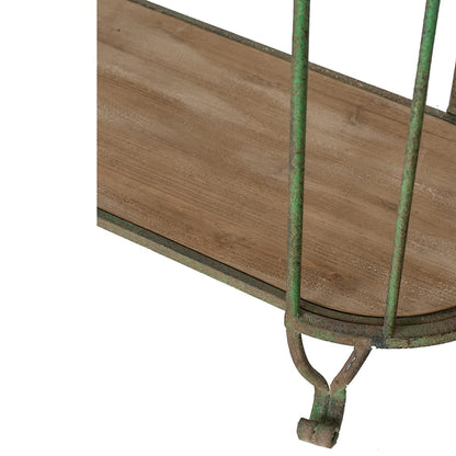 Antique Green Iron Shelving Unit - 47" Three Tier Display Shelf for Living Room