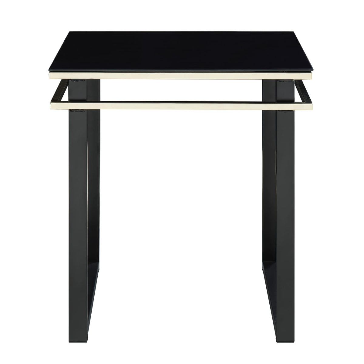 Black Coffee Table Set with End Tables - Modern Metal Glass Design for Living Room
