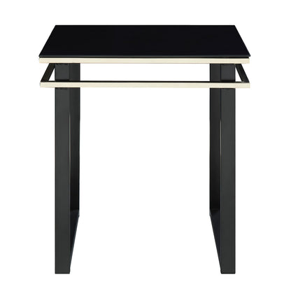 Black Coffee Table Set with End Tables - Modern Metal Glass Design for Living Room
