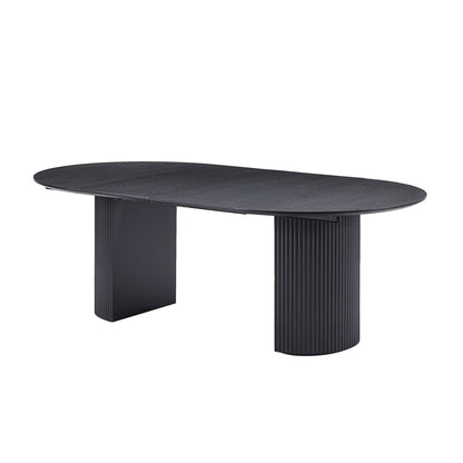 Black MDF Expandable Dining Table for Modern Kitchen Dining Room for Living Room