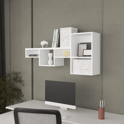 White Wall Mounted Shelves - 5 Shelf Unit for Living Room