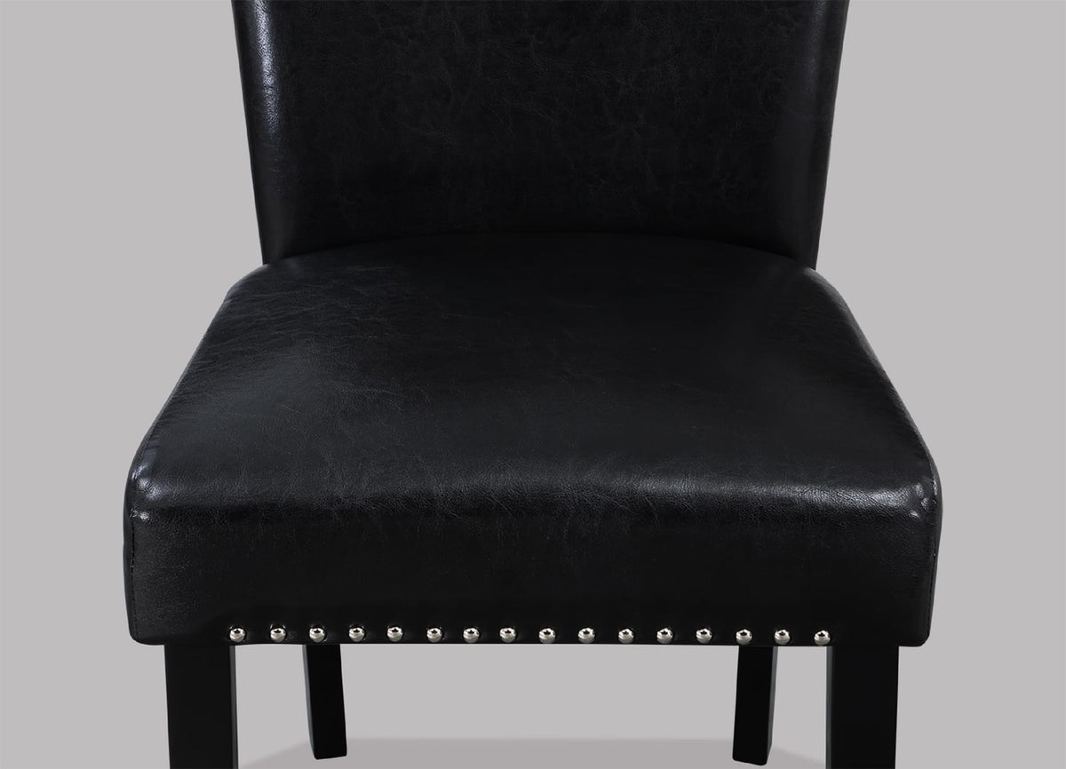 Black Faux Leather Dining Chairs with Wood Frame for Contemporary Kitchen Seating