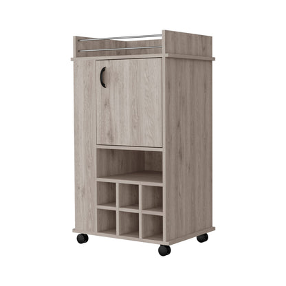 Light Gray Bar Cart with Wine Racks - Freestanding Storage