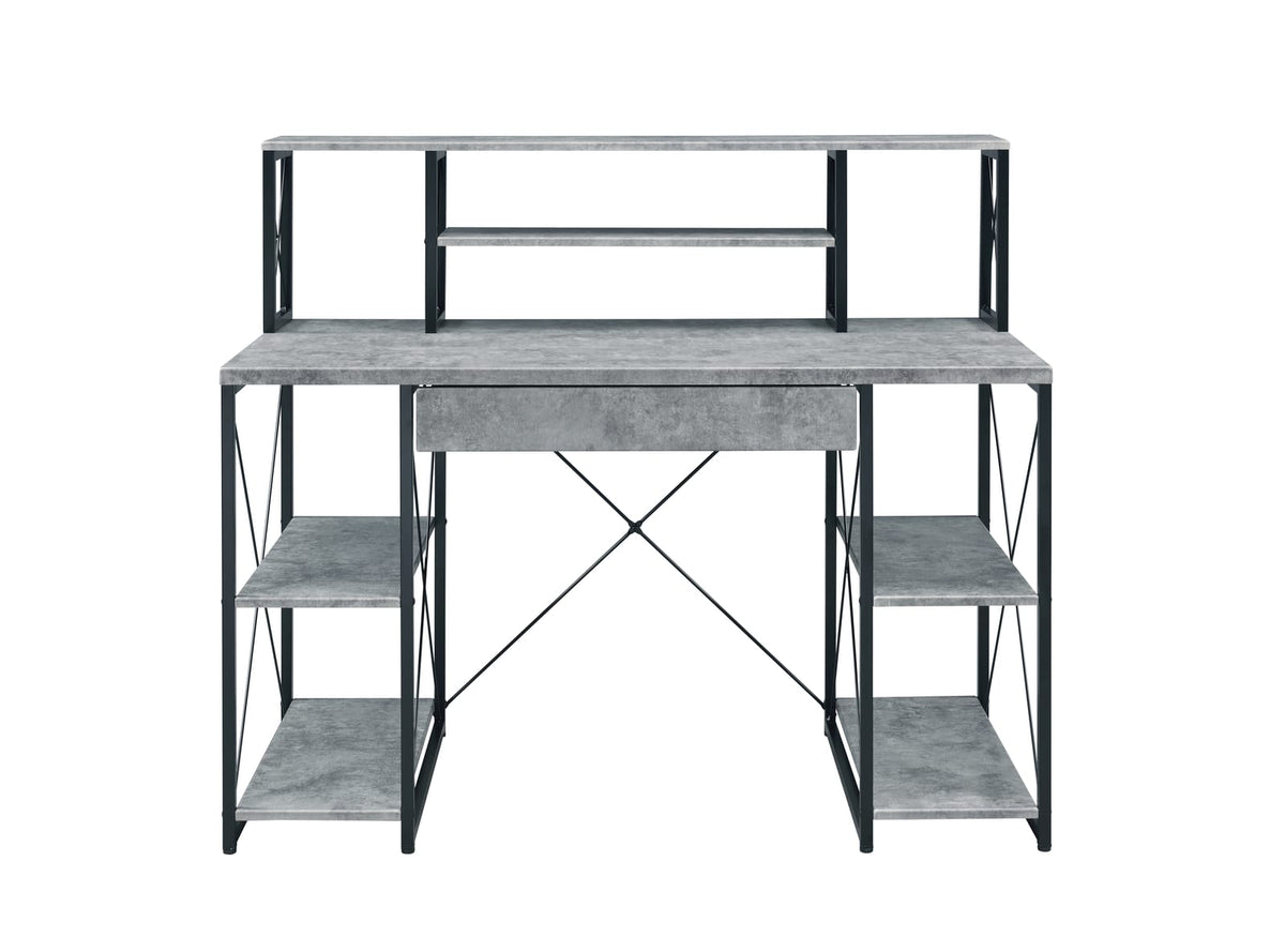 Amiel Gray Writing Desk - Storage Workstation