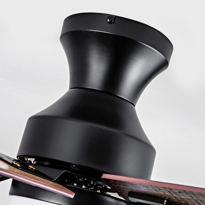 Black Solid Wood Low Profile Ceiling Fan with Light