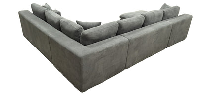 Light Gray Polyester Sectional - 6 Seat Comfortable Sofa