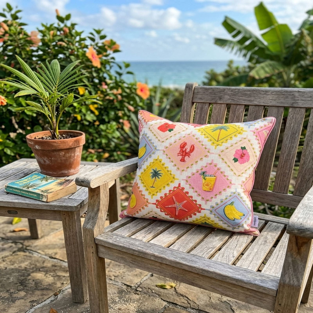 Outdoor Pillows Set of 2 - Multi Color Polyester