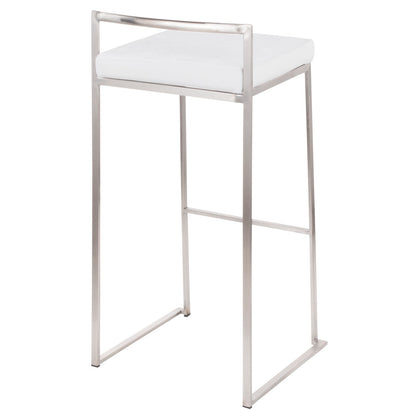 White Velvet Stackable Barstools - Set of 2