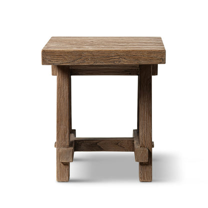 Hawthorne 18" Square Reclaimed Elm Trestle Side Table - Brown