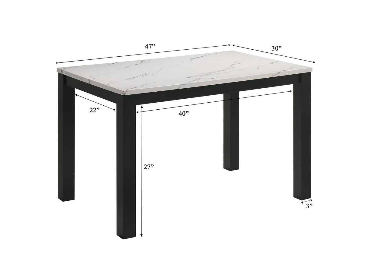 Rectangular Faux Marble Dining Table with Wood Finish for Dining Room