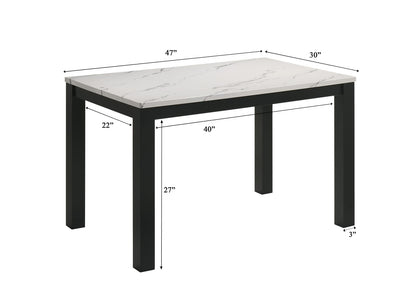 Rectangular Faux Marble Dining Table with Wood Finish for Dining Room
