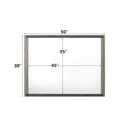 Gray Mirror Vanity with Synthetic Wood Finish for Bedroom