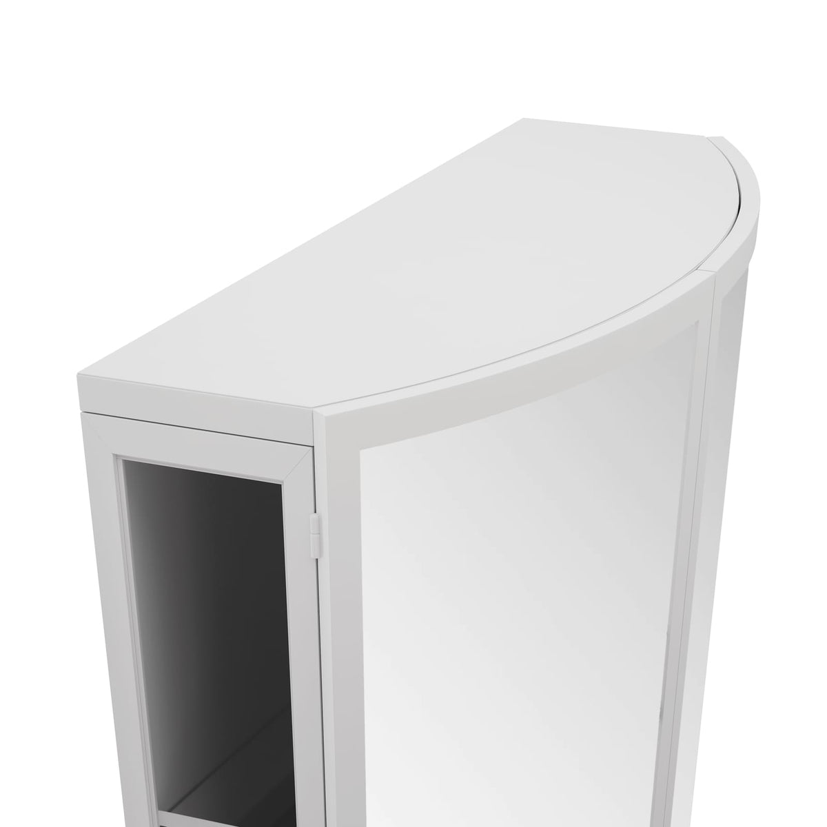23.62" White Iron Mirror Cabinet - Double Door Storage for Living Room