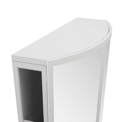 23.62" White Iron Mirror Cabinet - Double Door Storage for Living Room