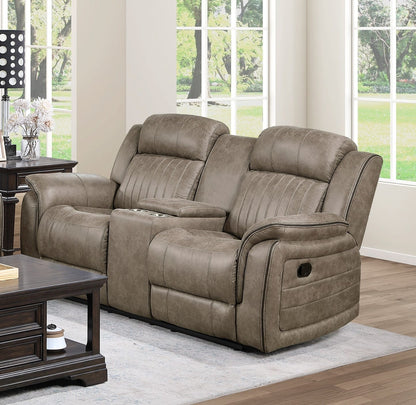 Brown Sand Microfiber Reclining Loveseat 74" Primary Living Space