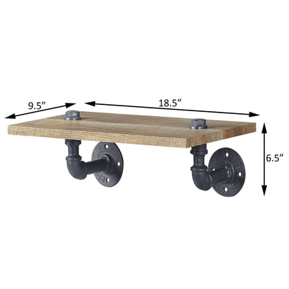 Oak and Sandy Black Rectangle Wall Shelf - Display Storage