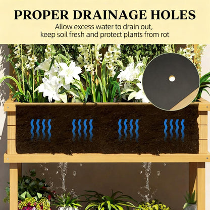 Natural Wood Raised Garden Bed with Trellis for Outdoor Gardening