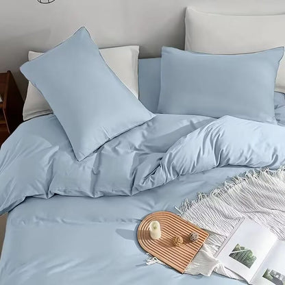 Serta Simply Clean Solid Duvet Cover Light Blue Twin - Comfortable & Durable