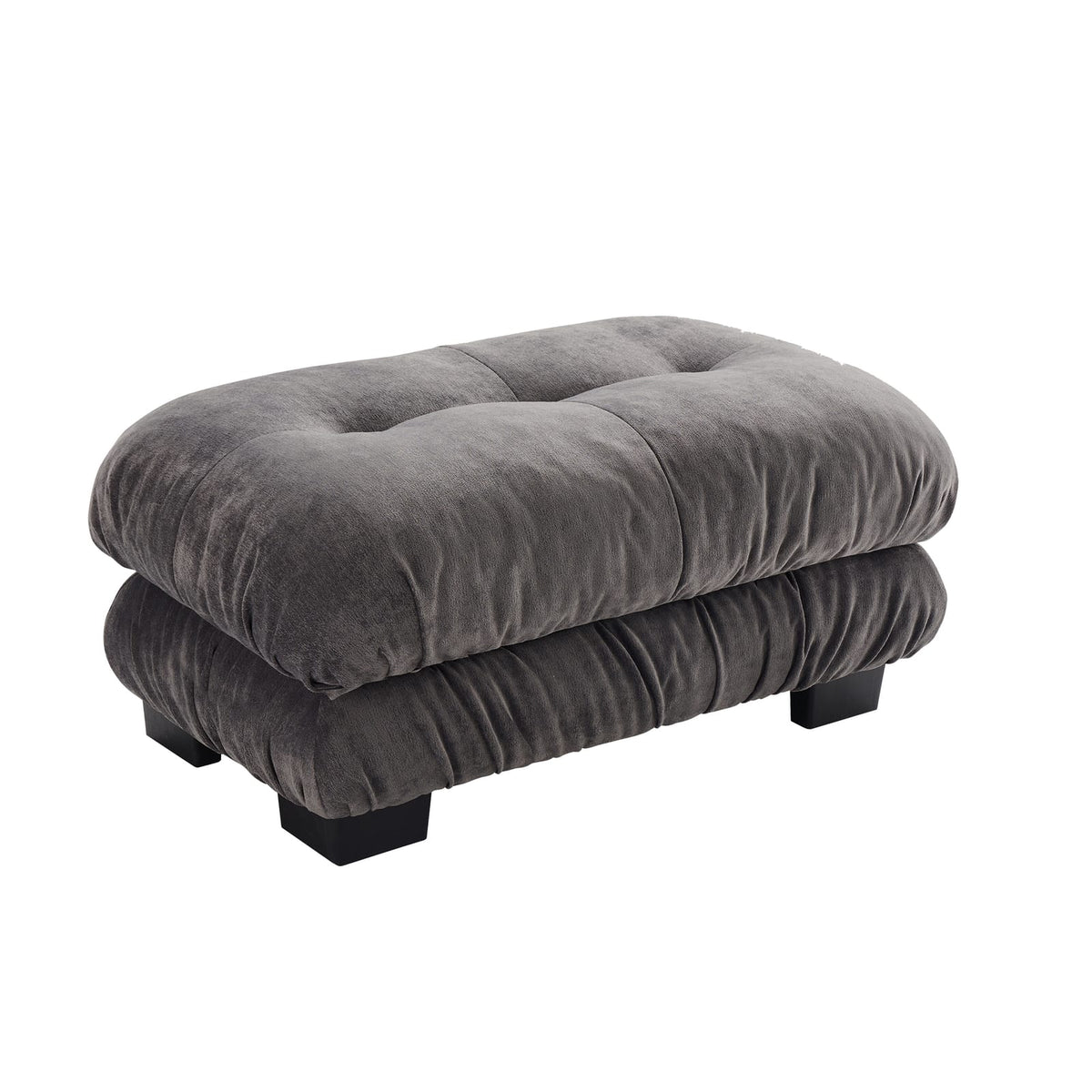 Gray Chenille Ottoman - 27" Storage Accent Chair