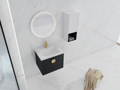 Modern Black Chestnut Bathroom Vanity with Storage and Sink