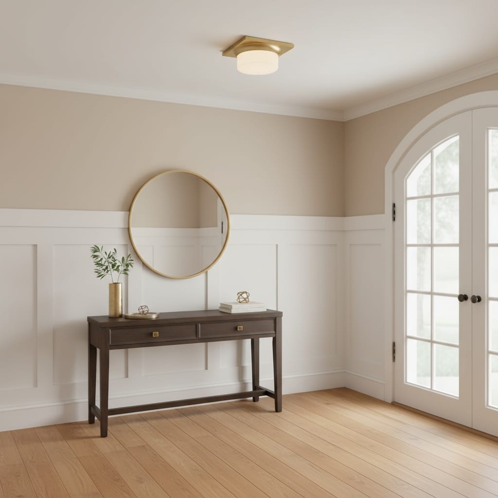 Antique Brass LED Flush Mount Light Fixture