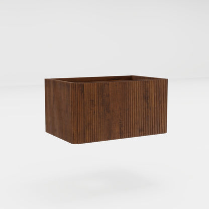 30" Walnut Striped Bathroom Vanity - Wall Mounted Storage