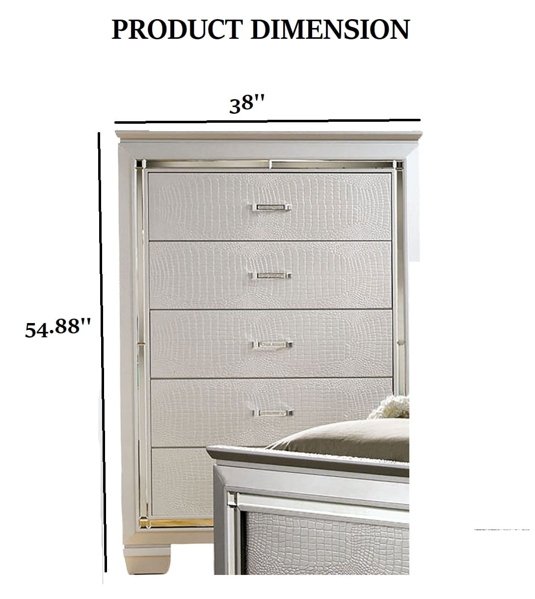 Silver Metal & Wood Chest Drawers - Bedroom Storage