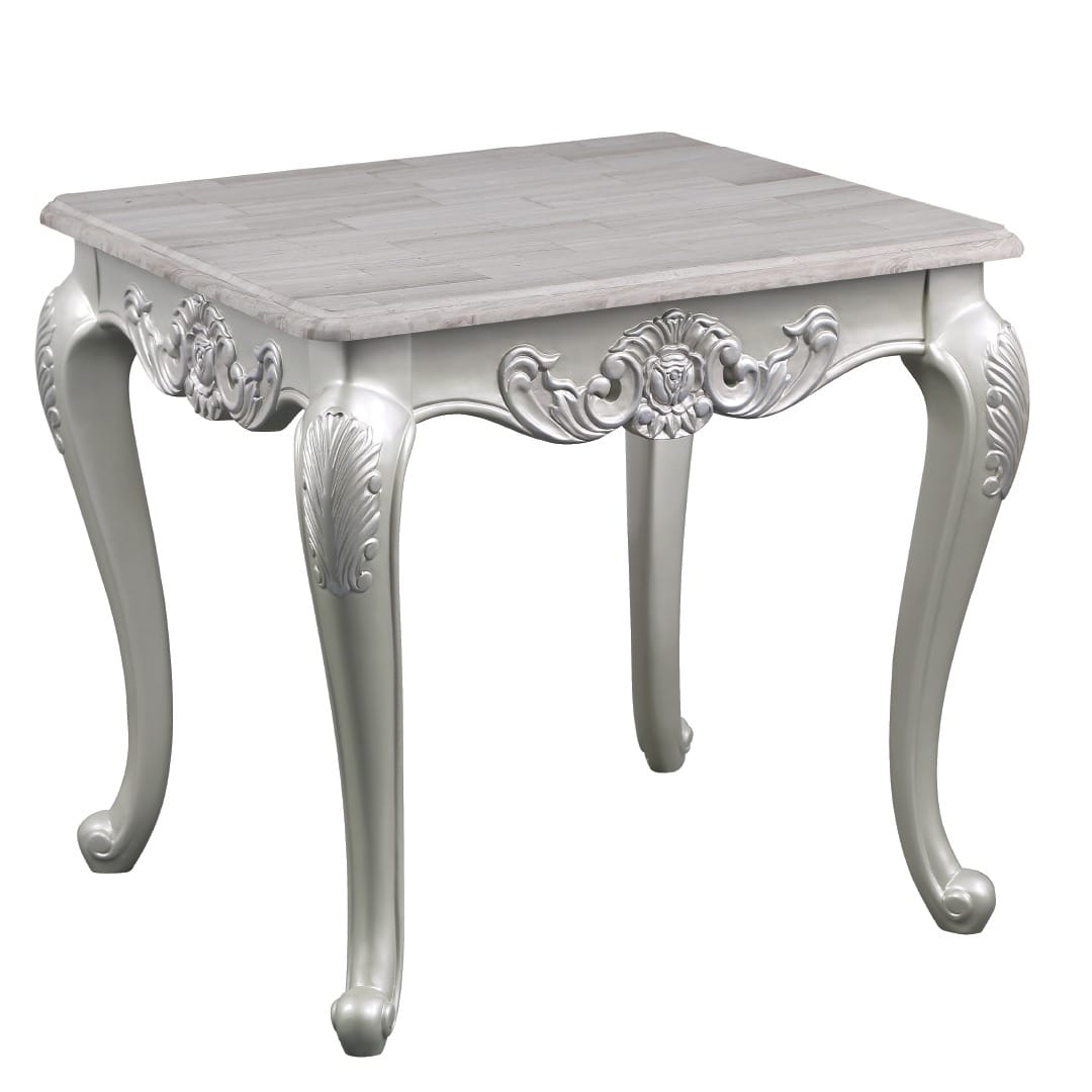 Silver Wood Parsons End Table - 27" Living Room Table