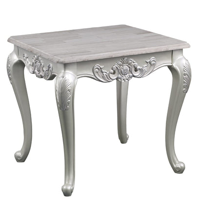 Silver Wood Parsons End Table - 27" Living Room Table