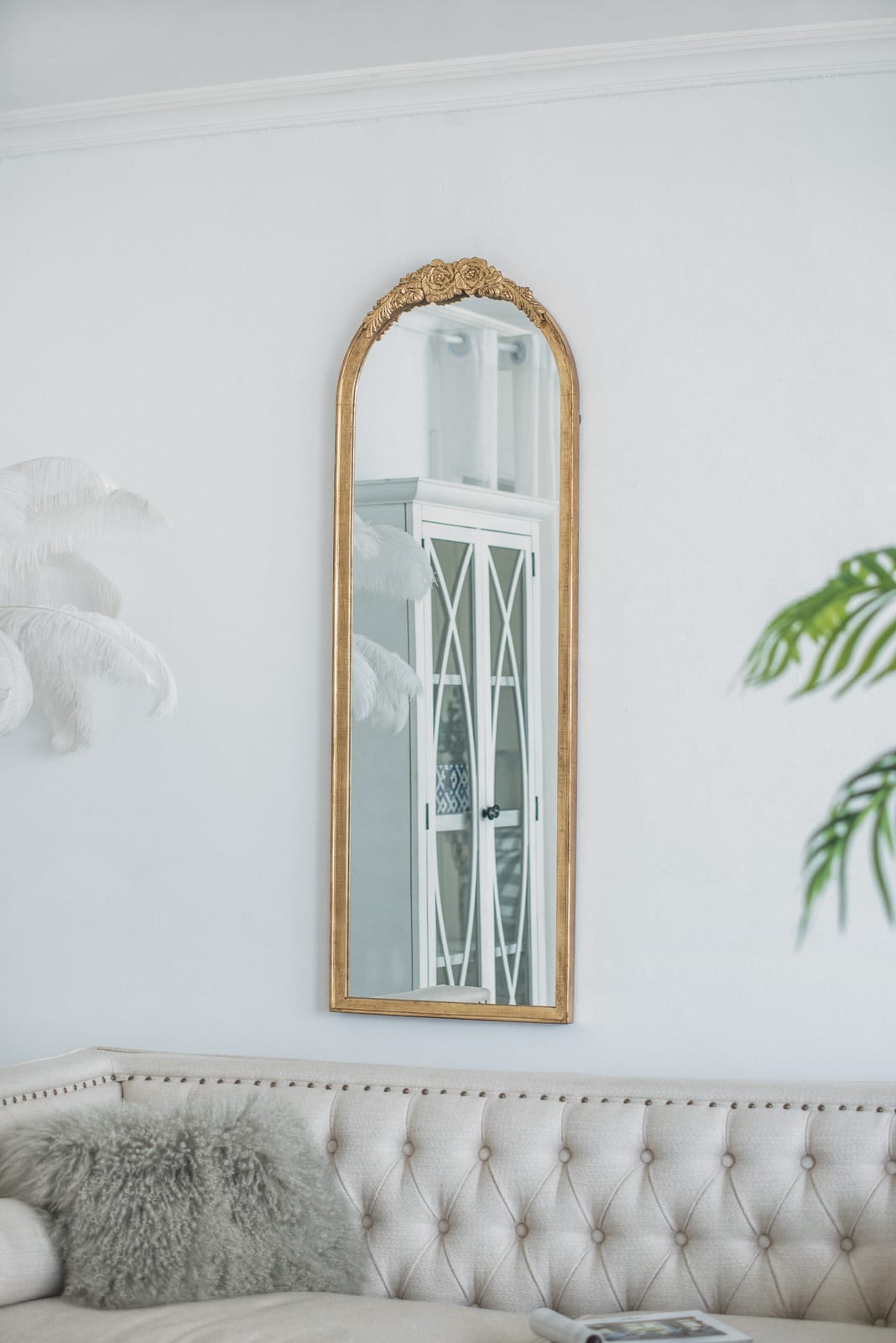 Gold Wood & Glass Full Length Mirror - Bedroom Decor