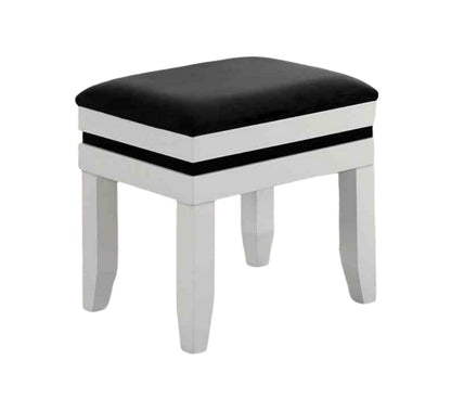 Black & White Fabric Bedroom Vanity Set with 5 Drawers