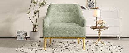 Green Chenille Accent Chair - Curved Back Sofa Chair for Bedroom or Living Room