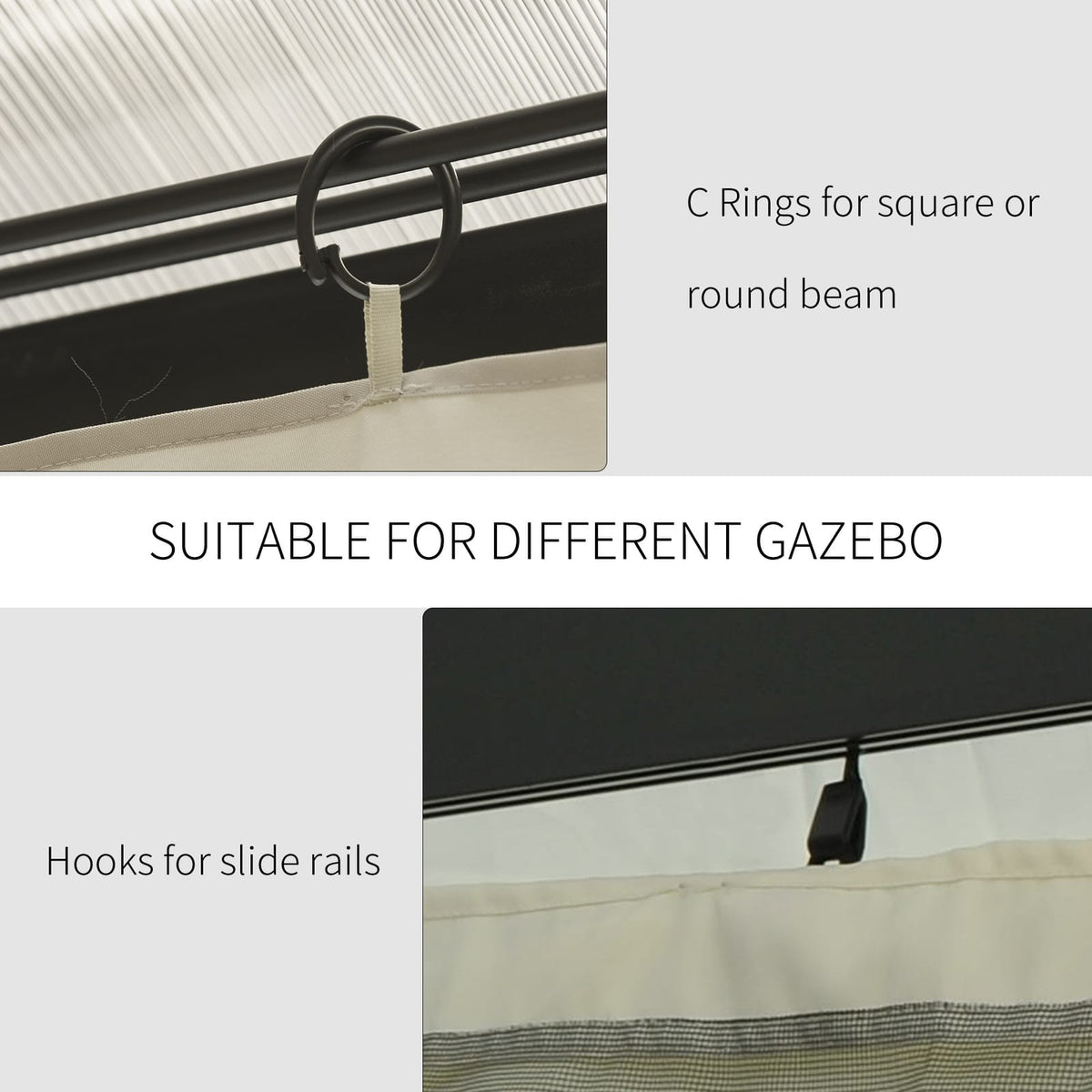 Outsunny 10'x10' Gazebo Curtains Beige - Universal Sidewall Replacement