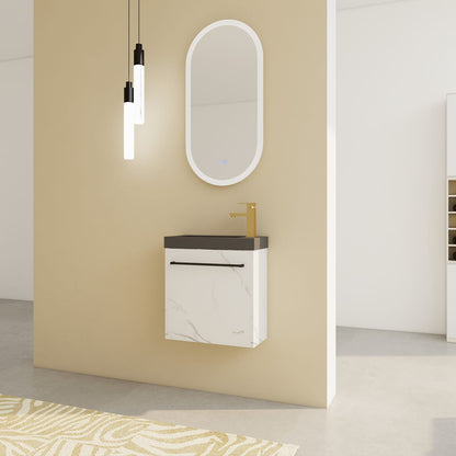 Modern Floating Bathroom Vanity with Soft-Close Black and White Plywood