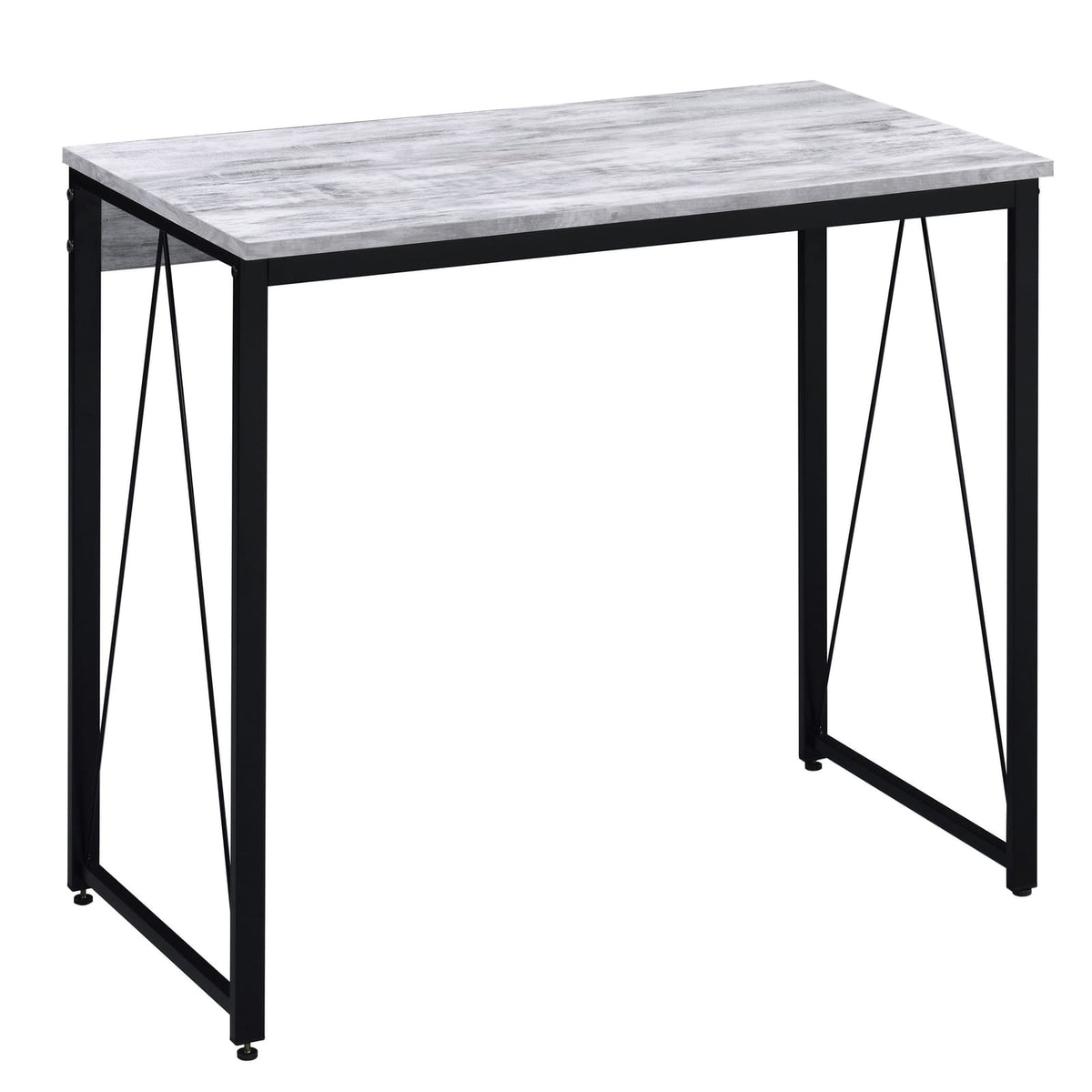 Black Grey Wood Metal Writing Desk - Industrial Office Desk