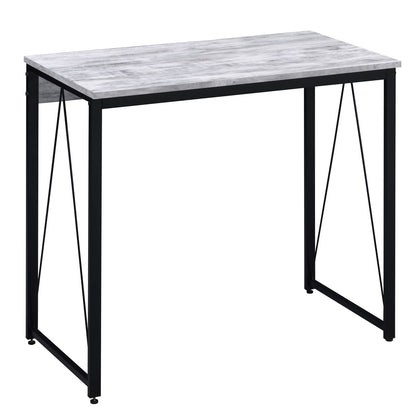 Black Grey Wood Metal Writing Desk - Industrial Office Desk