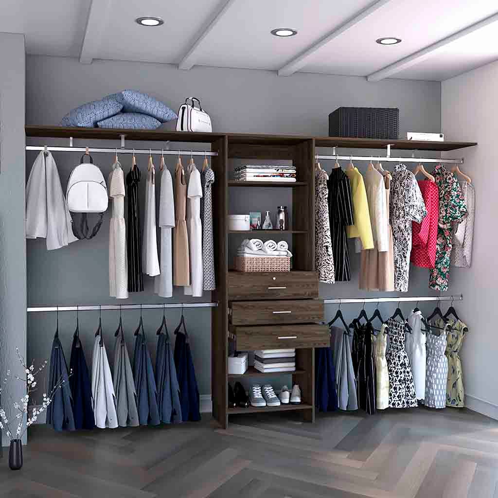 Black & Dark Walnut Bedroom Storage System - Full & Half Size