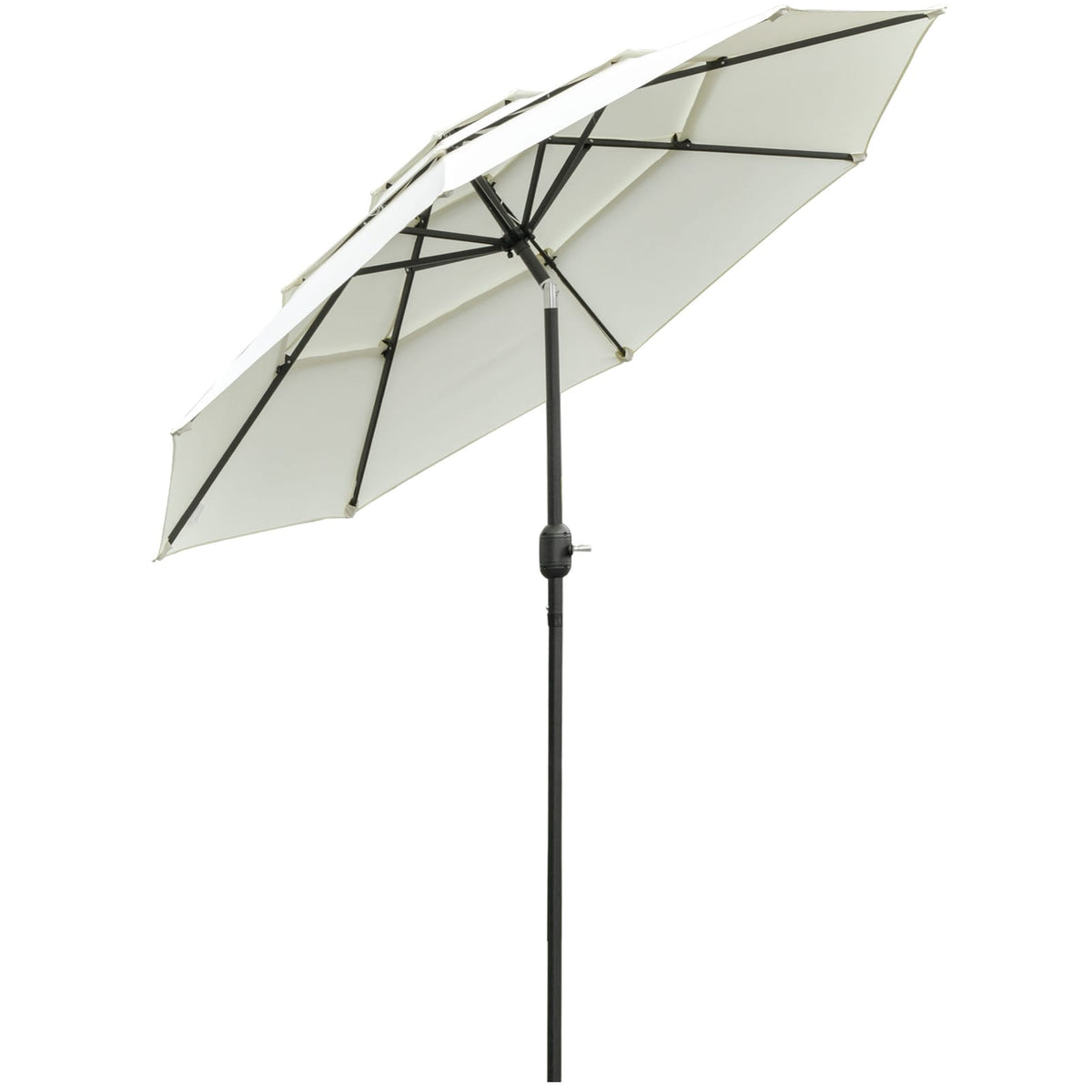 Outsunny 9FT Patio Umbrella - Beige Polyester Shade, Easy Crank Open